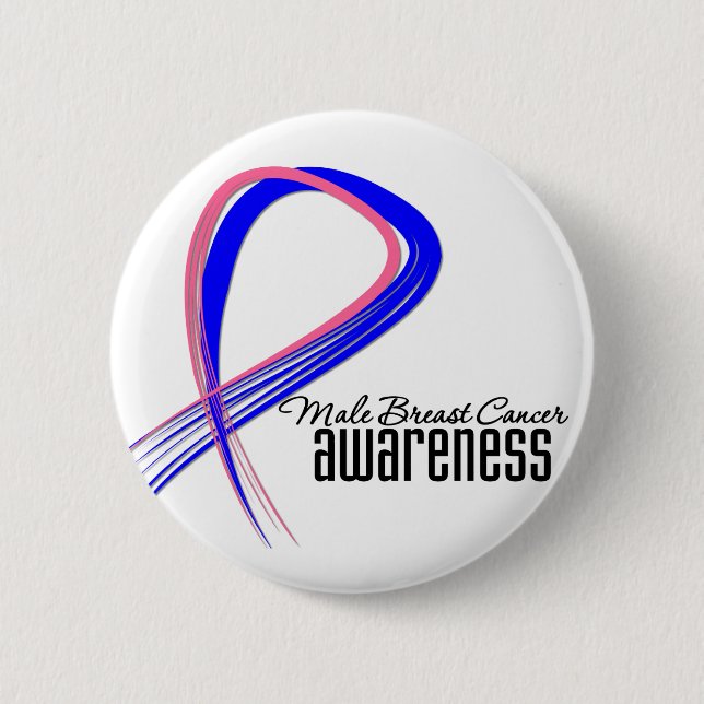 Male Breast Cancer Awareness Grunge Ribbon 6 Cm Round Badge (Front)