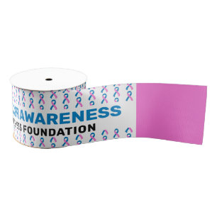 Male Breast Cancer Awareness Pattern Ribbon Grosgrain Ribbon