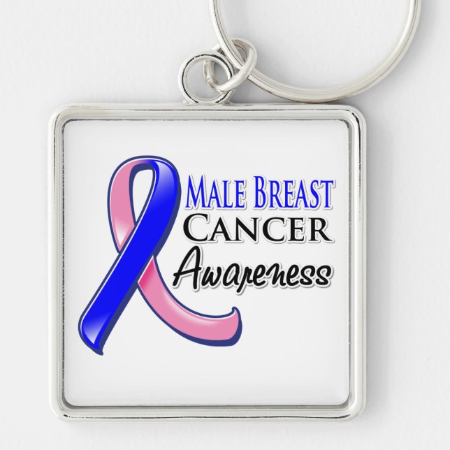 Male Breast Cancer Awareness Ribbon Key Ring (Front)