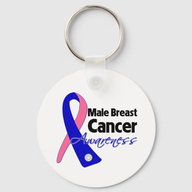 Male Breast Cancer Awareness Ribbon Key Ring (Front)