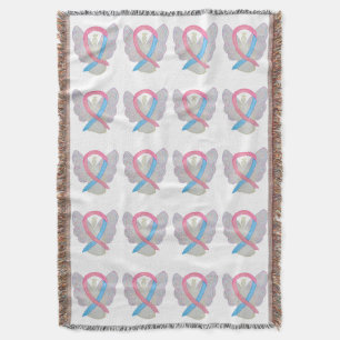Male Breast Cancer Awareness Ribbon Throw Blanket