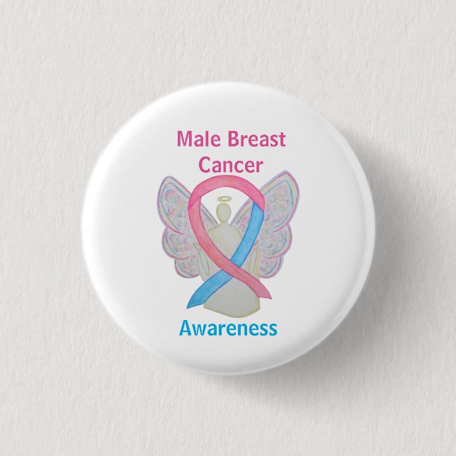 Male Breast Cancer Blue and Pink Angel Pins (Front)