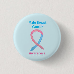 Male Breast Cancer Blue and Pink Customised Pins