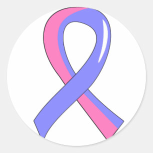 Male Breast Cancer Blue Pink Ribbon 3 Classic Round Sticker