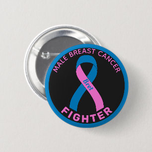 Male Breast Cancer Fighter Ribbon Black Button