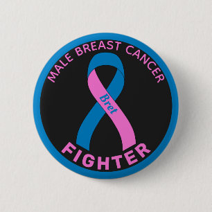 Male Breast Cancer Fighter Ribbon Black Button