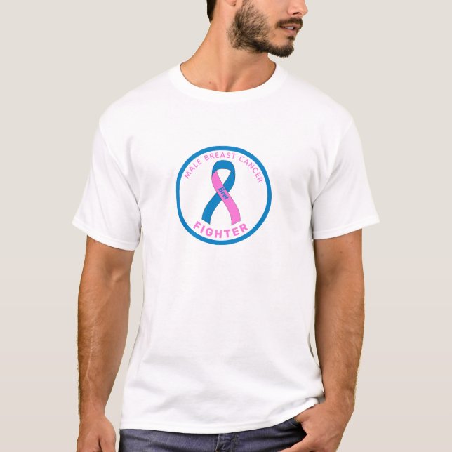 Male Breast Cancer Fighter Ribbon White Men's T-Shirt (Front)