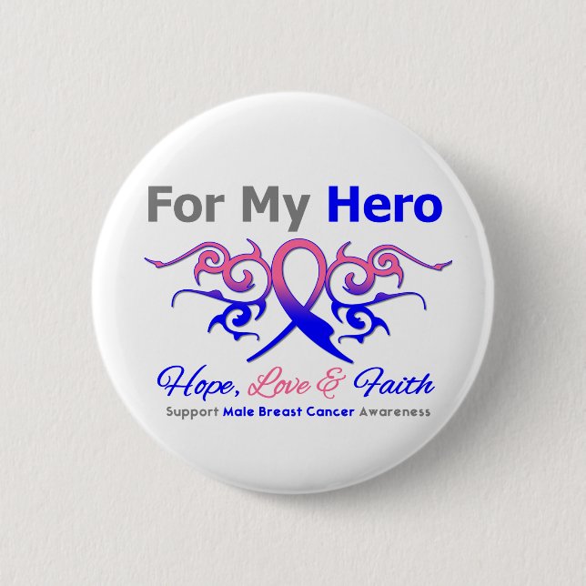 Male Breast Cancer Tribal Ribbon Hero 6 Cm Round Badge (Front)