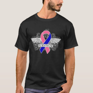 Male Breast Cancer Winged SURVIVOR Ribbon T-Shirt