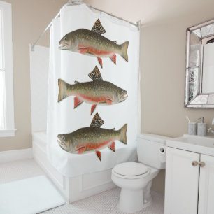 Male Brook Trout Fishing Adventure Shower Curtain