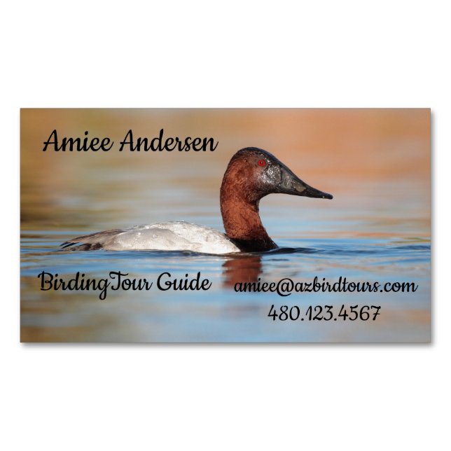 Male Canvasback Duck Magnetic Business Card (Front)