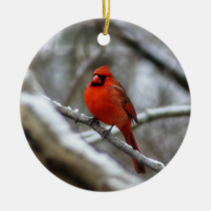 Male Cardinal Ceramic Ornament