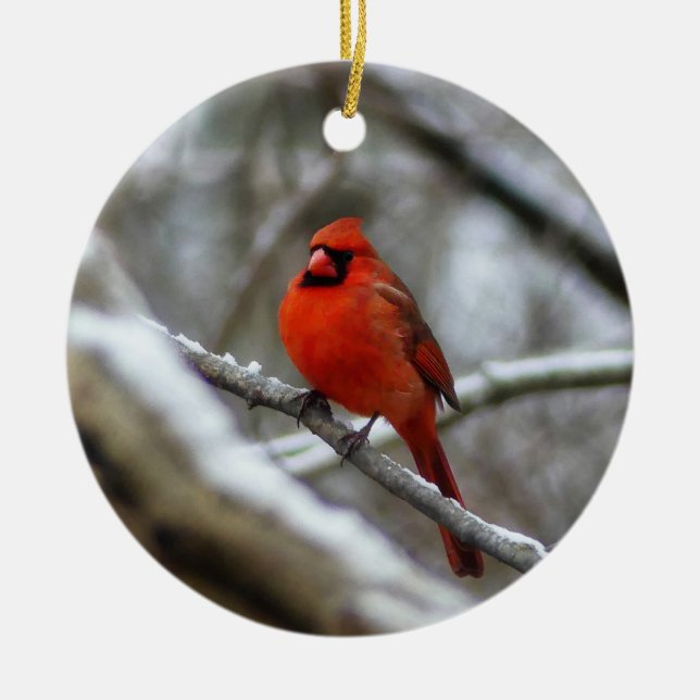 Male Cardinal Ceramic Ornament (Front)