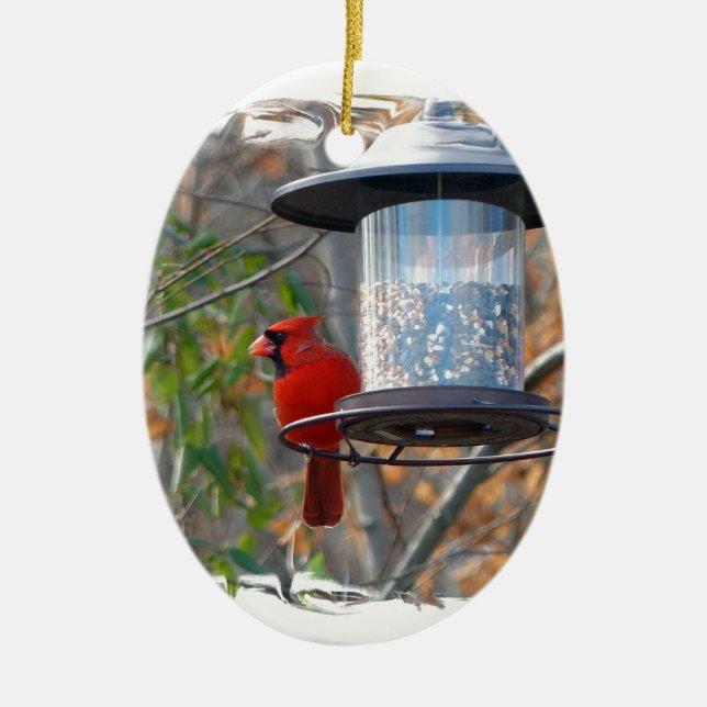Male Cardinal Ceramic Tree Decoration (Front)