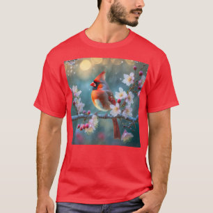 Male Cardinal in the Moonlight Cherry Blossoms T-Shirt