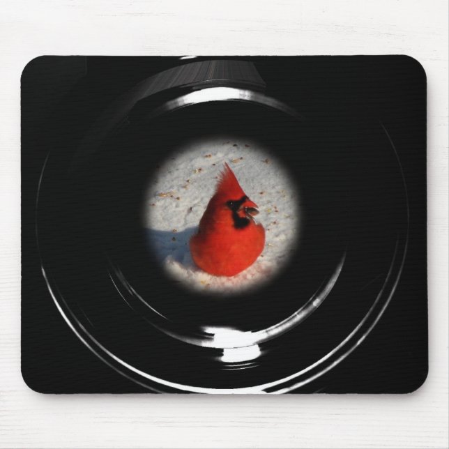 Male Cardinal Mouse Pad Telescope (Front)