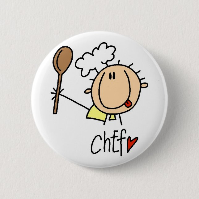 Male Chef 6 Cm Round Badge (Front)