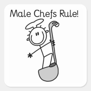 Male Chefs Rule Square Sticker