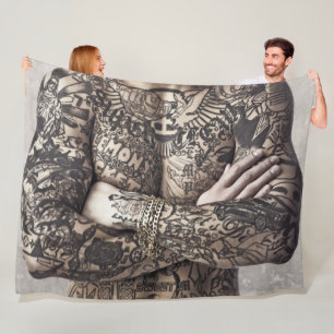 Male Chest Muscle Tattoo Photograph Fleece Blanket