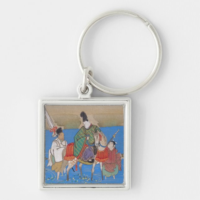 Male Courtier on Horseback Crossing River (1839) Key Ring (Front)