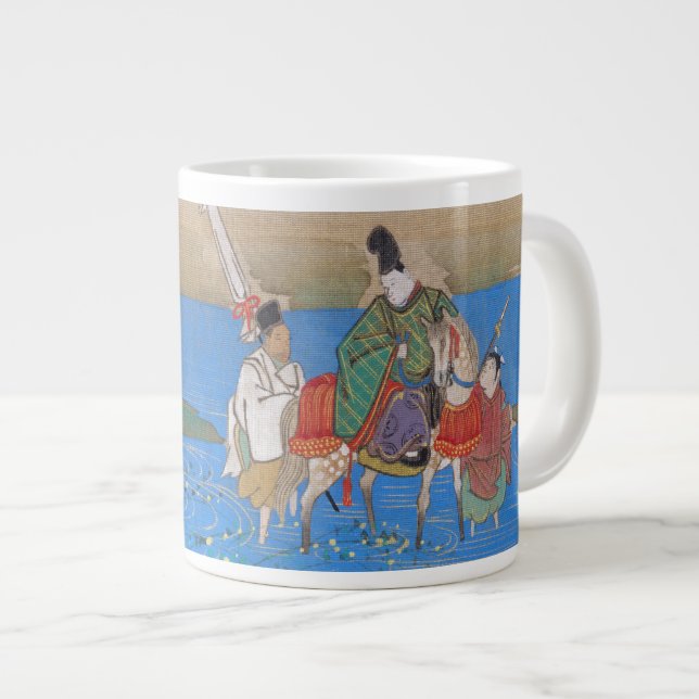 Male Courtier on Horseback Crossing River (1839) Large Coffee Mug (Front Right)