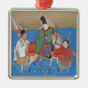 Male Courtier on Horseback Crossing River (1839) Metal Ornament