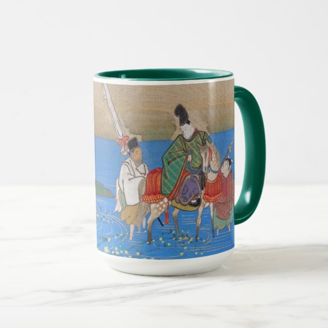 Male Courtier on Horseback Crossing River (1839) Mug (Front Right)