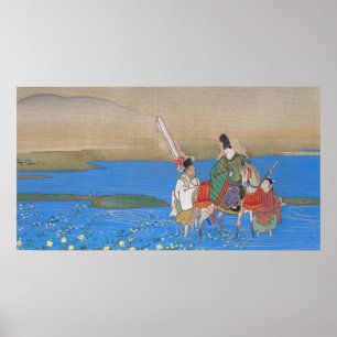 Male Courtier on Horseback Crossing River (1839) Poster