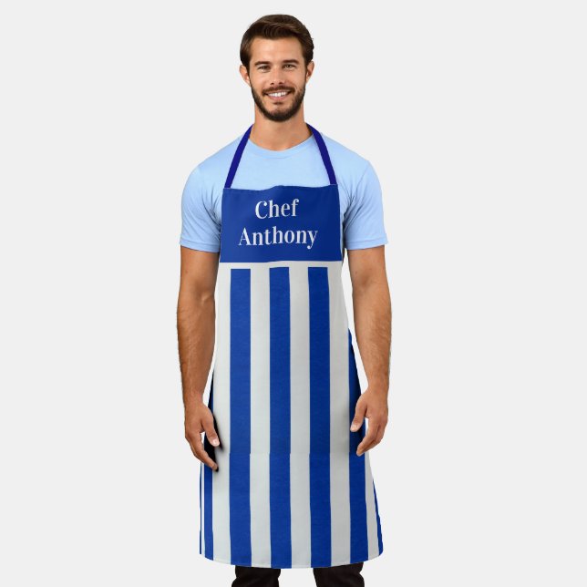 Male Custom Chef Striped Apron (Worn)