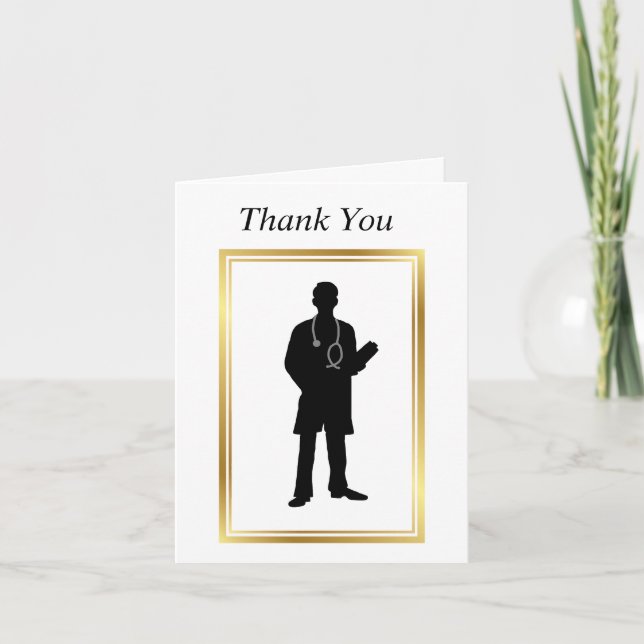Male Doctor Silhouette Blank Card (Front)