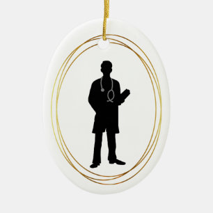 Male Doctor Silhouette Christmas Ornament