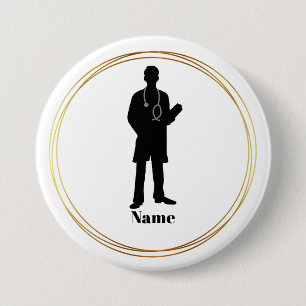 Male Doctor Silhouette Name Button