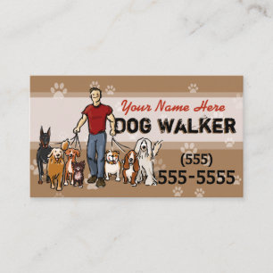 Male Dog Walker Dog Trainer Walking Custom Promo P Business Card