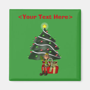 Male Elf Christmas Tree Funny Holiday Magnet