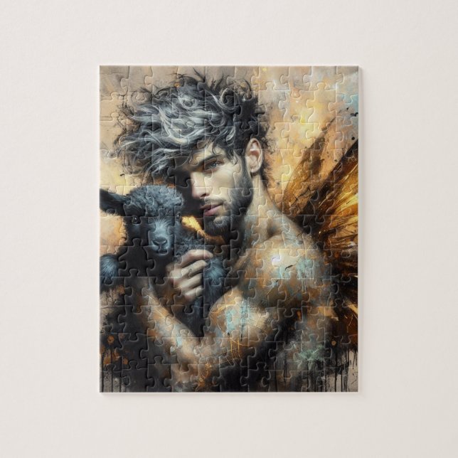 Male Fairy With Black Lamb Jigsaw Puzzle (Vertical)