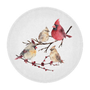 Male Female Cardinal Family Nature Red Bird Cutting Board