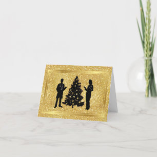 Male Female Doctor Silhouettes Christmas Card     