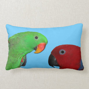 male female eclectus parrot throw pillow