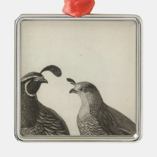 Male & Female Partridge of California Metal Ornament