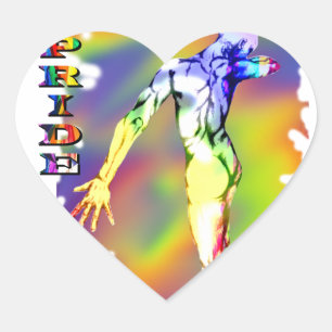 Male figure pride  heart sticker