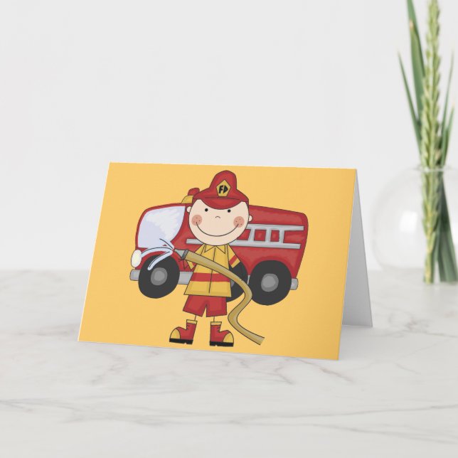 Male Firefighter T-shirts and Gifts Card (Front)