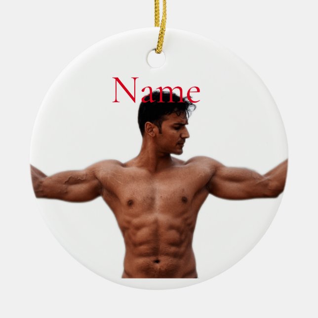 Male Fitness Model Thunder_Cove Ceramic Ornament (Front)