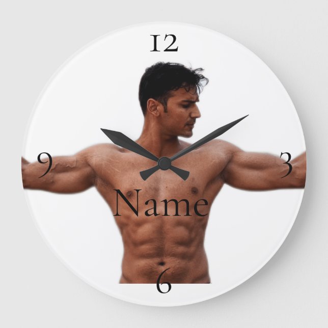 Male Fitness Model Thunder_Cove  Large Clock (Front)