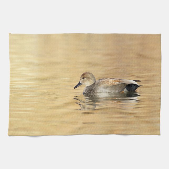 Male Gadwall Duck Tea Towel (Horizontal)
