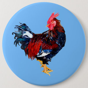 male gallinaceous ,rooster 6 cm round badge