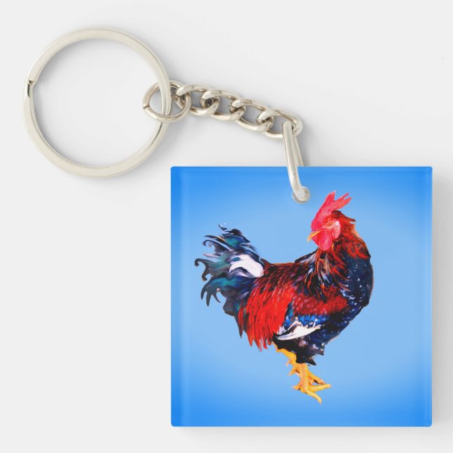 male gallinaceous ,rooster key ring (Front)