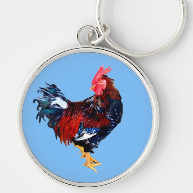 male gallinaceous ,rooster key ring (Front)