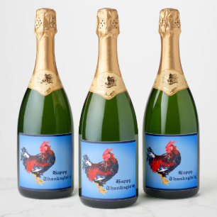 male gallinaceous ,rooster Personalised Sparkling Wine Label