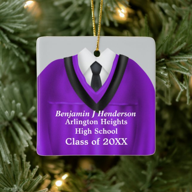 Male Grad Gown Purple and Black Ornament (Tree)