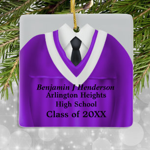 Male Grad Gown Purple and White Ornament